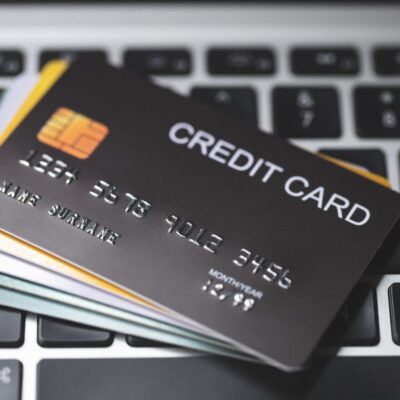 credit card on keyboard